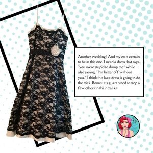 NWOT Moda International Black and White Lace Formal Dress, 8